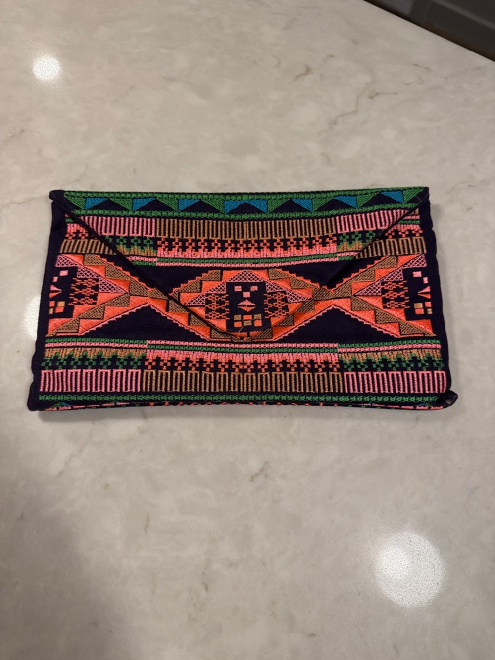 Scotch & Soda Neon Multi Embroidered Envelope Clutch